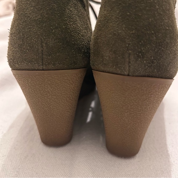 Mia Leather Wedge Ankle Booties Raphaella Women's Size 8.5 Lace Up Brown GG379 - Picture 7 of 8